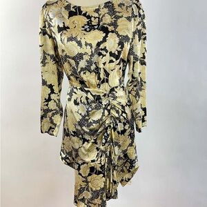 NEW Rebecca Taylor Black and Gold Floral Dress